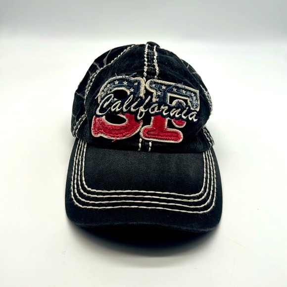 Vtg Y2K San Francisco California Embroidered Yukon Strap Distressed Baseball Hat - Picture 1 of 14